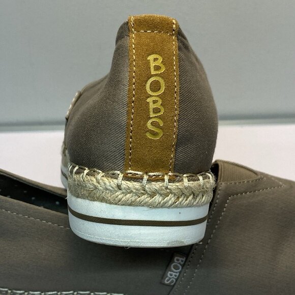 Bobs By Skechers Womens W10 Memory Foam Espadrille Flats Tan Canvas Shoe Comfort - Picture 3 of 9